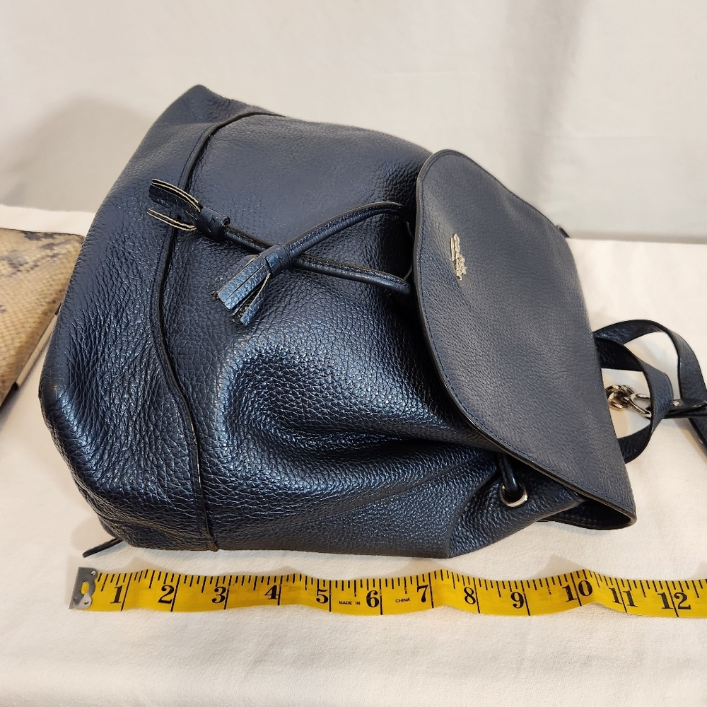 Coach Navy Leather Drawstring Backpack - Picture 7 of 7